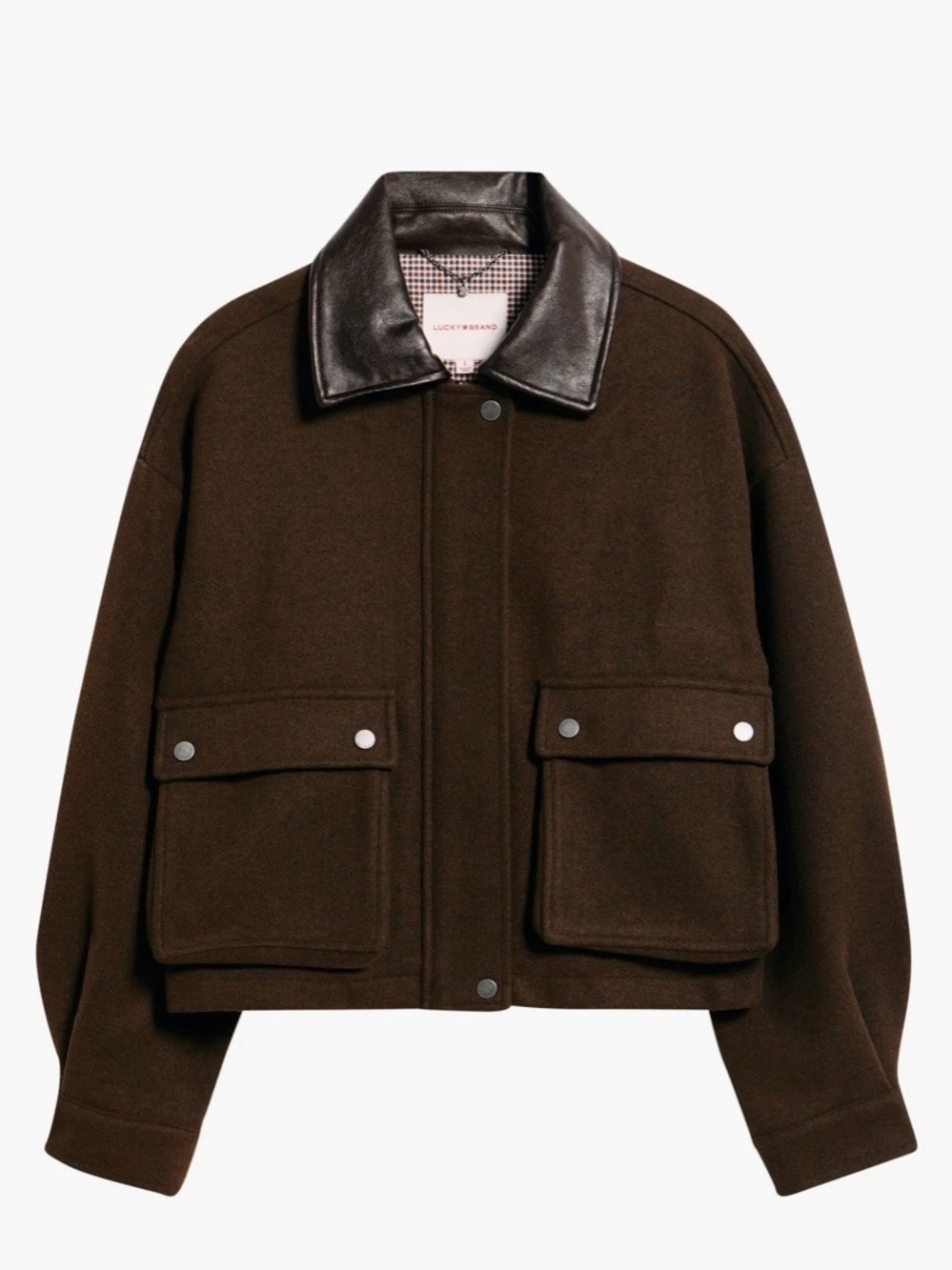 Lucky Brand women’s brown crop bomber jacket size small